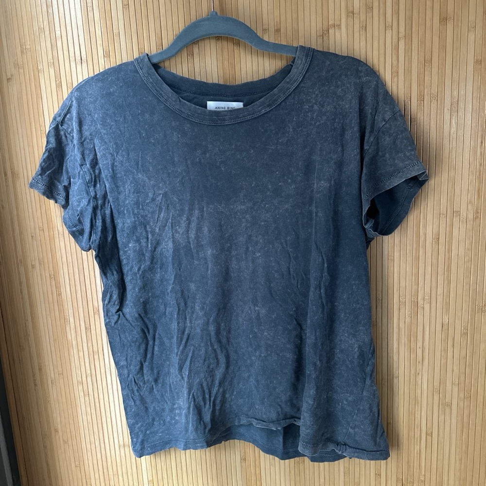 Anine Bing Black Relaxed Short Sleeve Tee